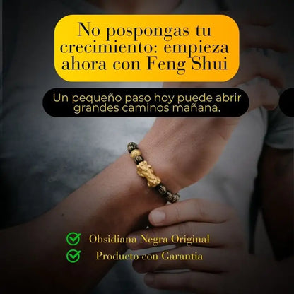 Pulsera Feng Shui de Obsidiana Negra con Pixiu