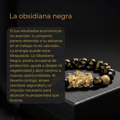 Pulsera Feng Shui de Obsidiana Negra con Pixiu